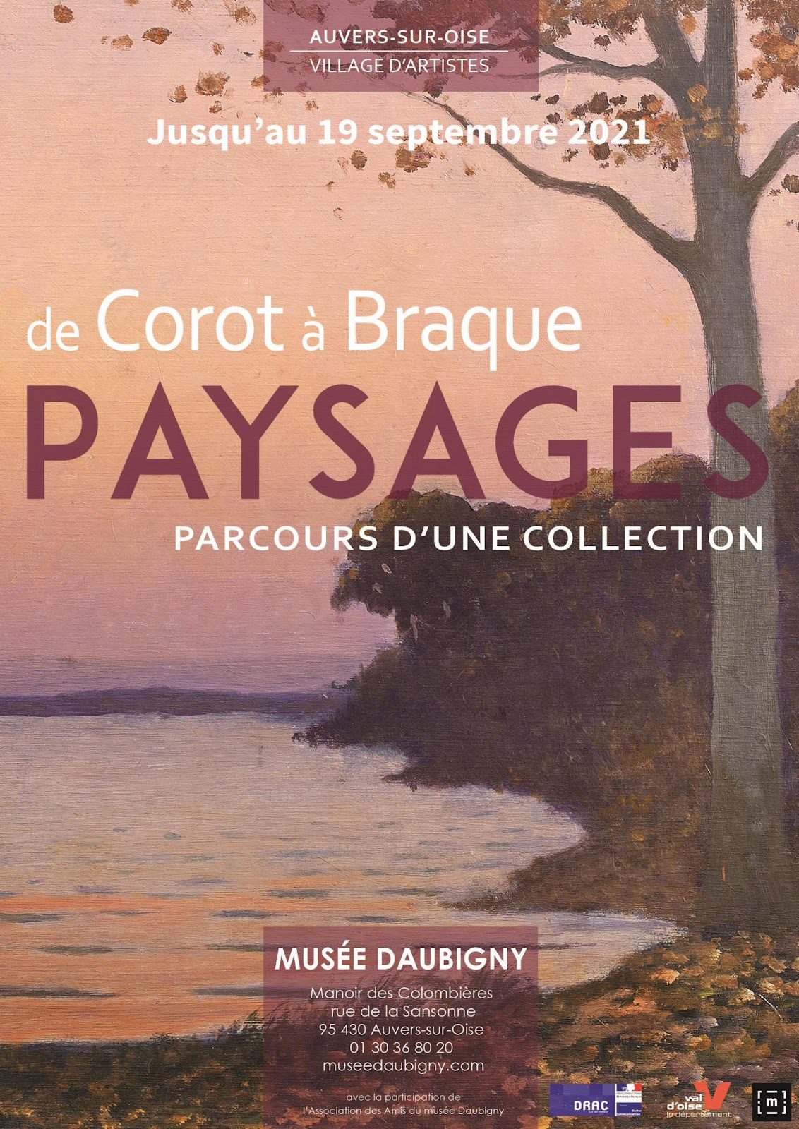 Affiche exposition "Paysages de Corot à Braque, parcours d'une collection", Musée Daubigny